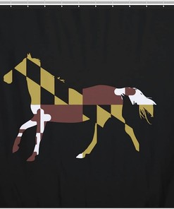 Personalized Maryland Flag Horse Bathroom Shower Curtain for Your Bathroom