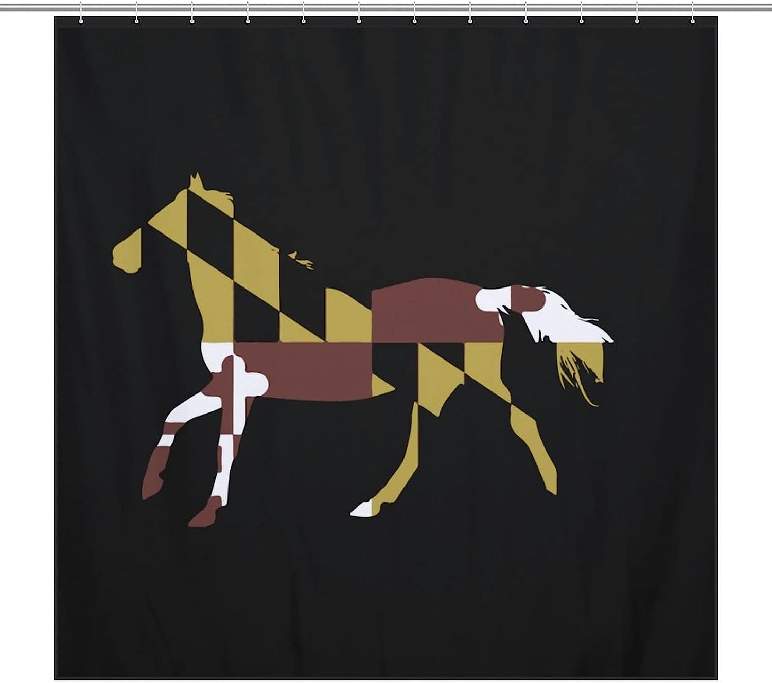 Personalized Maryland Flag Horse Bathroom Shower Curtain for Your Bathroom