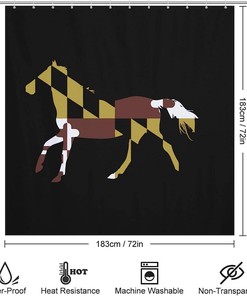 Personalized Maryland Flag Horse Bathroom Shower Curtain for Your Bathroom