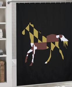 Personalized Maryland Flag Horse Bathroom Shower Curtain for Your Bathroom