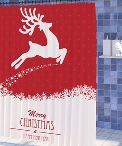 Personalized Merry Christmas Shower Curtain - Seasonal Home Decor Gift