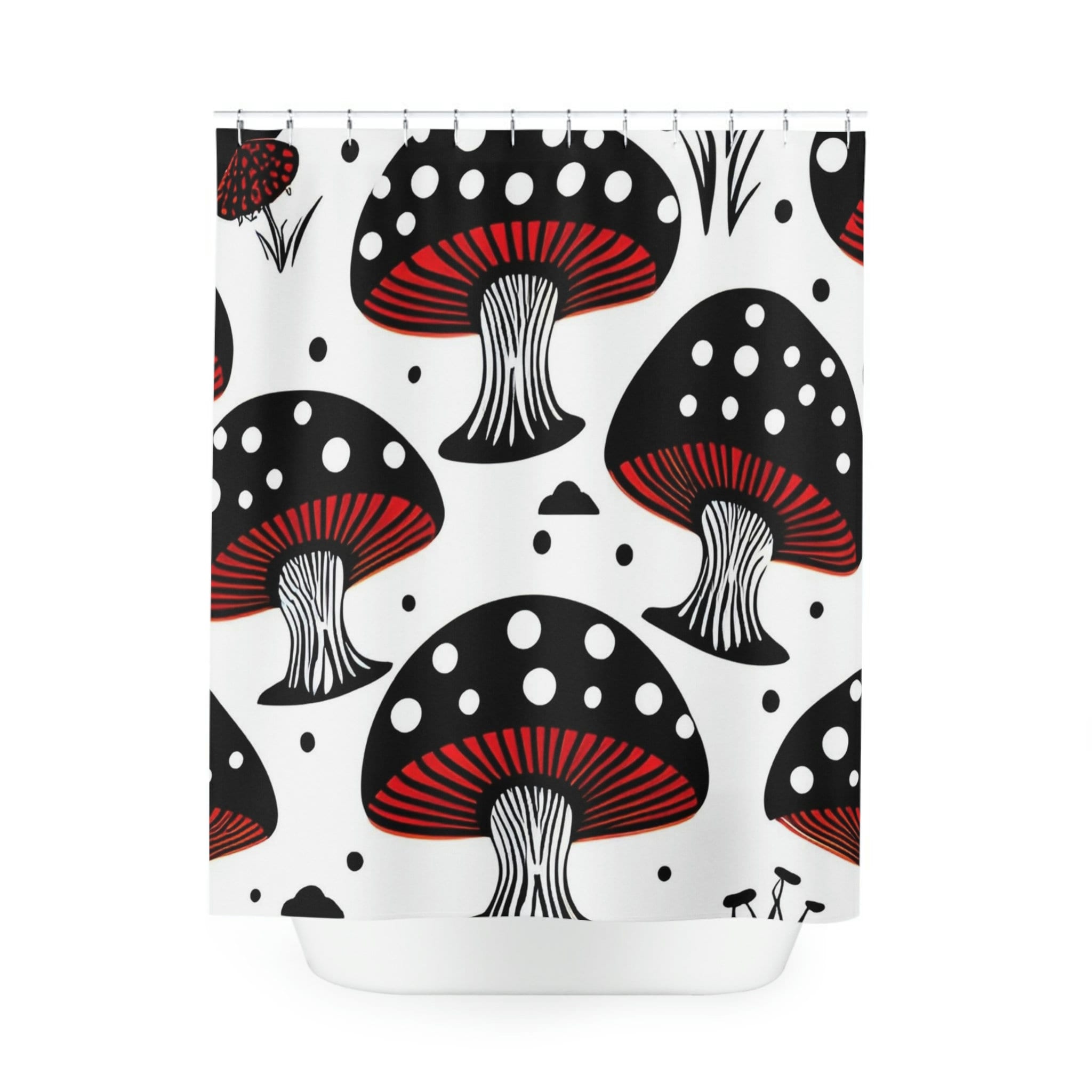 Personalized Mushroom Hearts and Flowers Shower Curtain - Retro Aesthetic College Dorm Decor