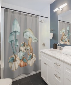Personalized Mushroom Shower Curtain, Cute Gift for Bathroom Decoration 