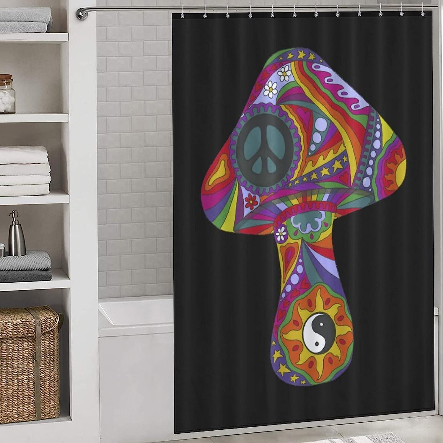 Personalized Mushroom Shower Curtain, Durable Bath Liner