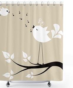 Personalized Musical Bird Shower Curtain, Custom Bathroom Accessory 