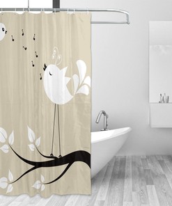 Personalized Musical Bird Shower Curtain, Custom Bathroom Accessory