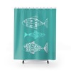 Personalized Nautical Shower Curtain with Fish Print Background, Beach Cottage Bathroom Decor with Customized Design 