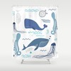 Personalized Nautical Whale Shower Curtain for Coastal Bathroom