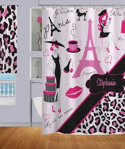 Personalized Paris Cheetah Print Shower Curtain with Fabric and Unique Design 