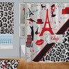 Personalized Paris Shower Curtain with Cheetah Print and Customized Eiffel Tower Design