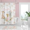 Personalized Pink Floral Shower Curtain, Jungle Safari Elephant And Giraffe Print - Kids Bathroom Decor