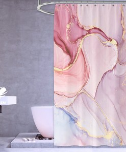 Personalized Pink Smudge Marble Shower Curtain for Home Bathroom Decor, Waterproof and Chic Design