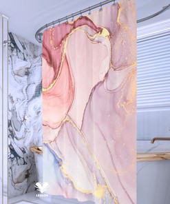Personalized Pink Smudge Marble Shower Curtain for Home Bathroom Decor, Waterproof and Chic Design