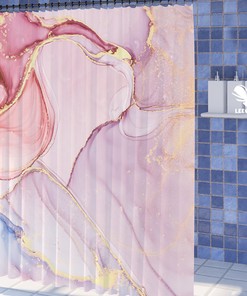 Personalized Pink Smudge Marble Shower Curtain for Home Bathroom Decor, Waterproof and Chic Design