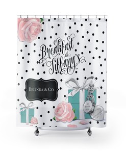 Personalized Polka Dot Rose Fashion Breakfast At Tiffany'S Bathroom Curtain