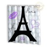 Personalized Purple Paris Shower Curtain For Girls With Eiffel Tower Design