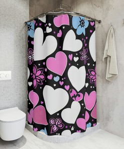 Personalized Shower Curtain With 60S Retro 90S Doodle Art For Unique Aesthetic Spring Decor And College Dorm