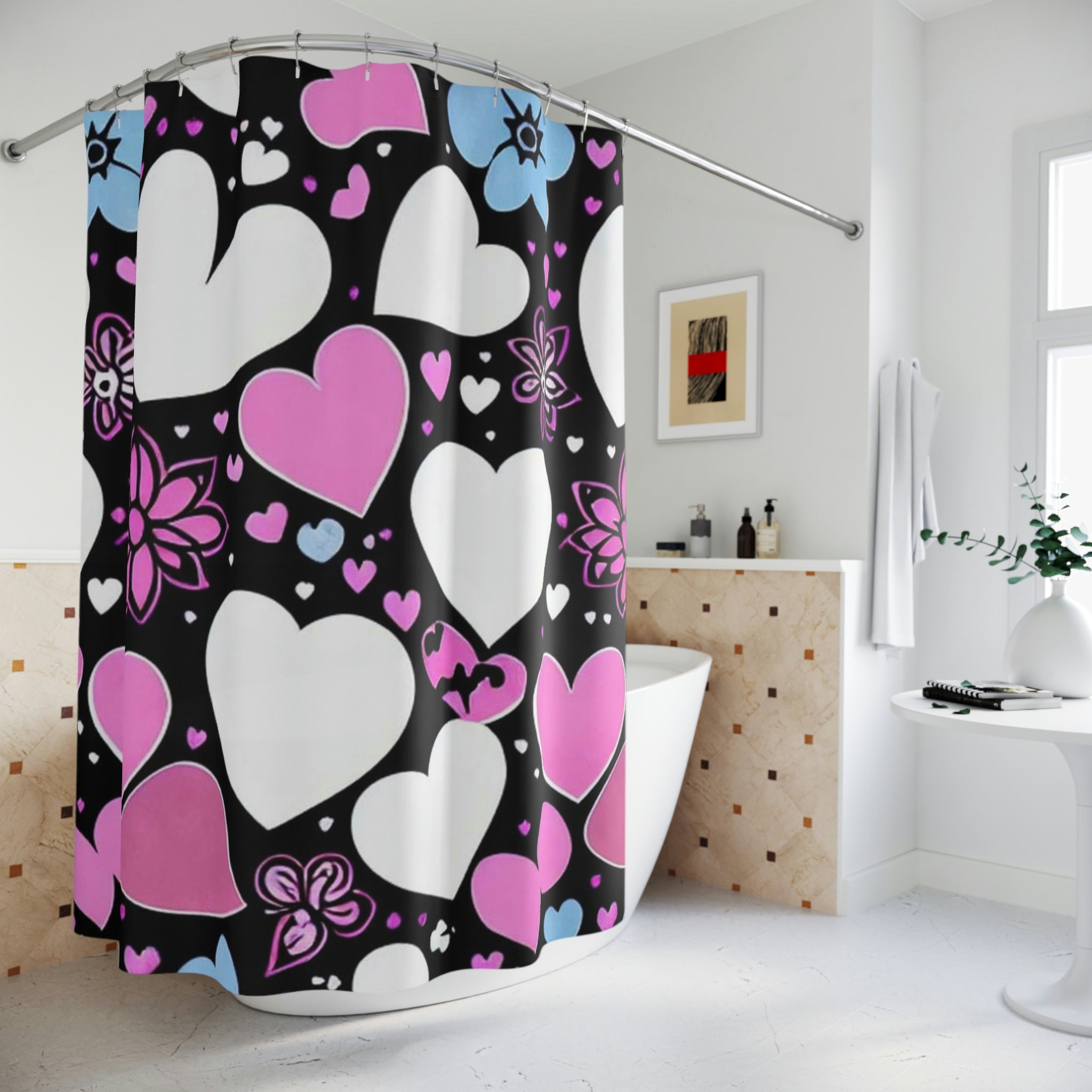Personalized Shower Curtain With 60S Retro 90S Doodle Art For Unique Aesthetic Spring Decor And College Dorm - Image 3