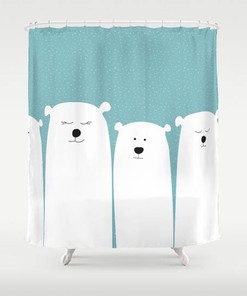 Personalized Snowy Polar Bear Shower Curtain for Kids Bathroom