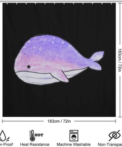 Personalized Space Whale Bathroom Shower Curtain, Durable Bath Curtain Liner for a Unique Touch
