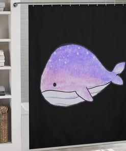 Personalized Space Whale Bathroom Shower Curtain, Durable Bath Curtain Liner for a Unique Touch
