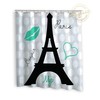 Personalized Teal Eiffel Tower Shower Curtain For Kids Bathroom Decor