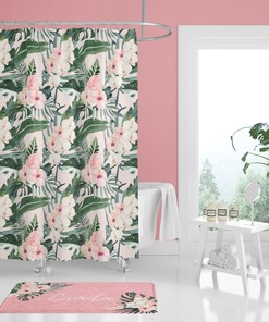 Personalized Tropical Floral Shower Curtain for a Girly Bathroom