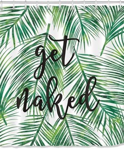 Personalized Tropical Palm Leaf Shower Curtain With Waterproof Fabric, Unique Bathroom Decor Idea