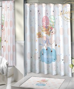 Personalized Unicorn Shower Curtain with Name for Kids Bathroom Decor