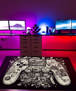 Personalized Video Game Room Rug - Customizable Game Controller Area Rug for Living Room Decor - Upgrade Your Living Room Decor