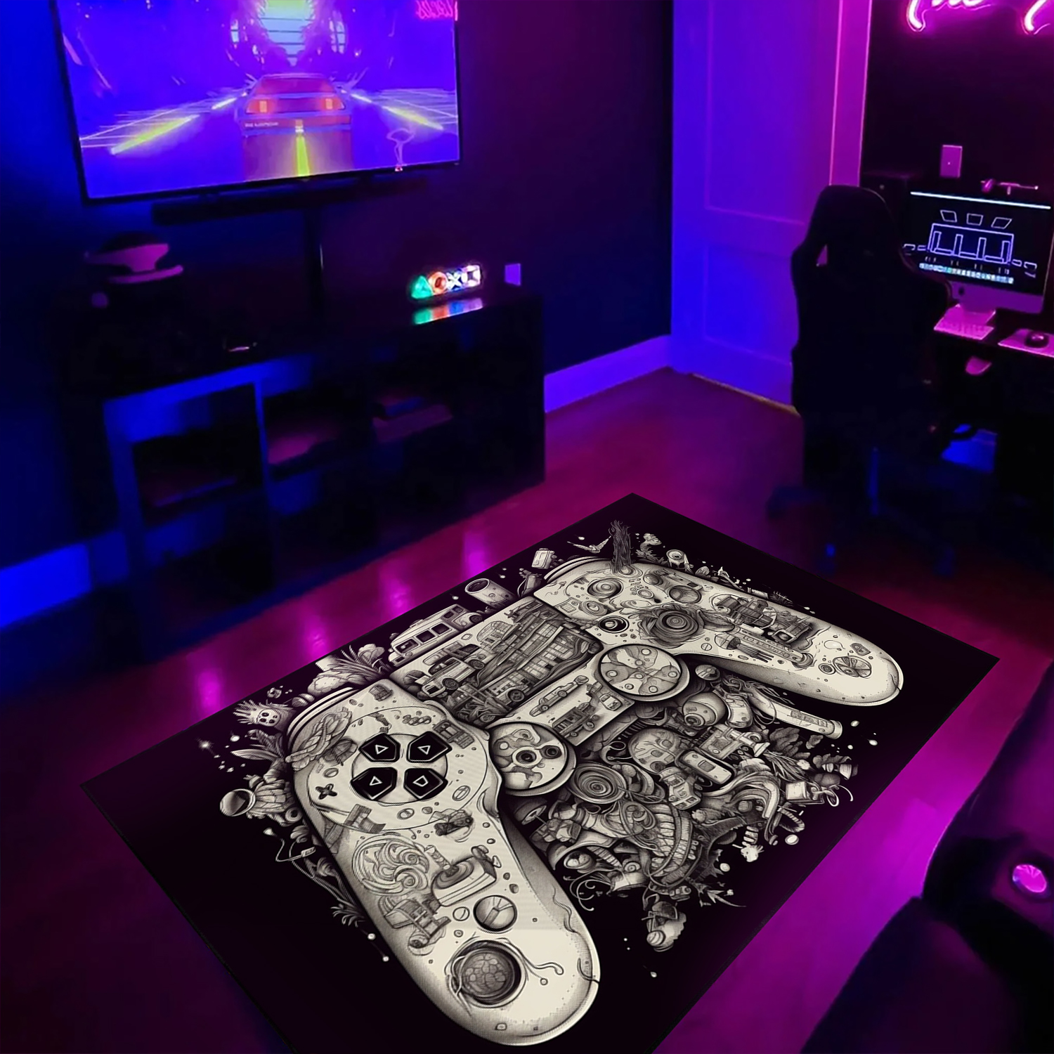 Personalized Video Game Room Rug - Customizable Game Controller Area Rug for Living Room Decor - Upgrade Your Living Room Decor - Image 2