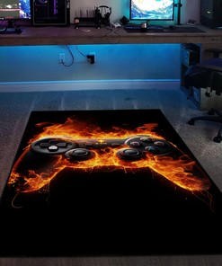 Personalized Video Game Rug for Boys' Room - Controller Design Carpet in Full Sizes - Perfect for Game Rooms or Home Decoration M02