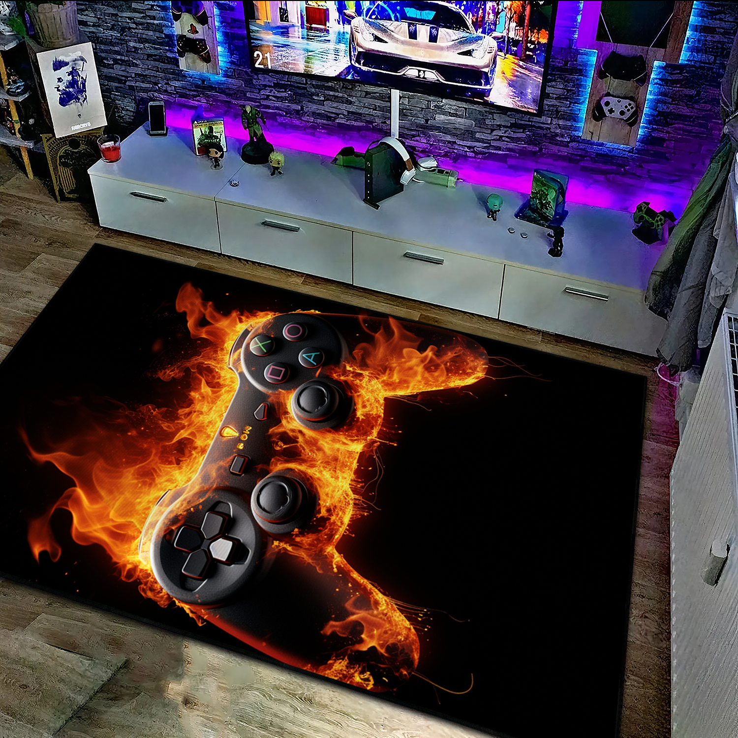 Personalized Video Game Rug for Boys' Room - Controller Design Carpet in Full Sizes - Perfect for Game Rooms or Home Decoration M02 - Image 2