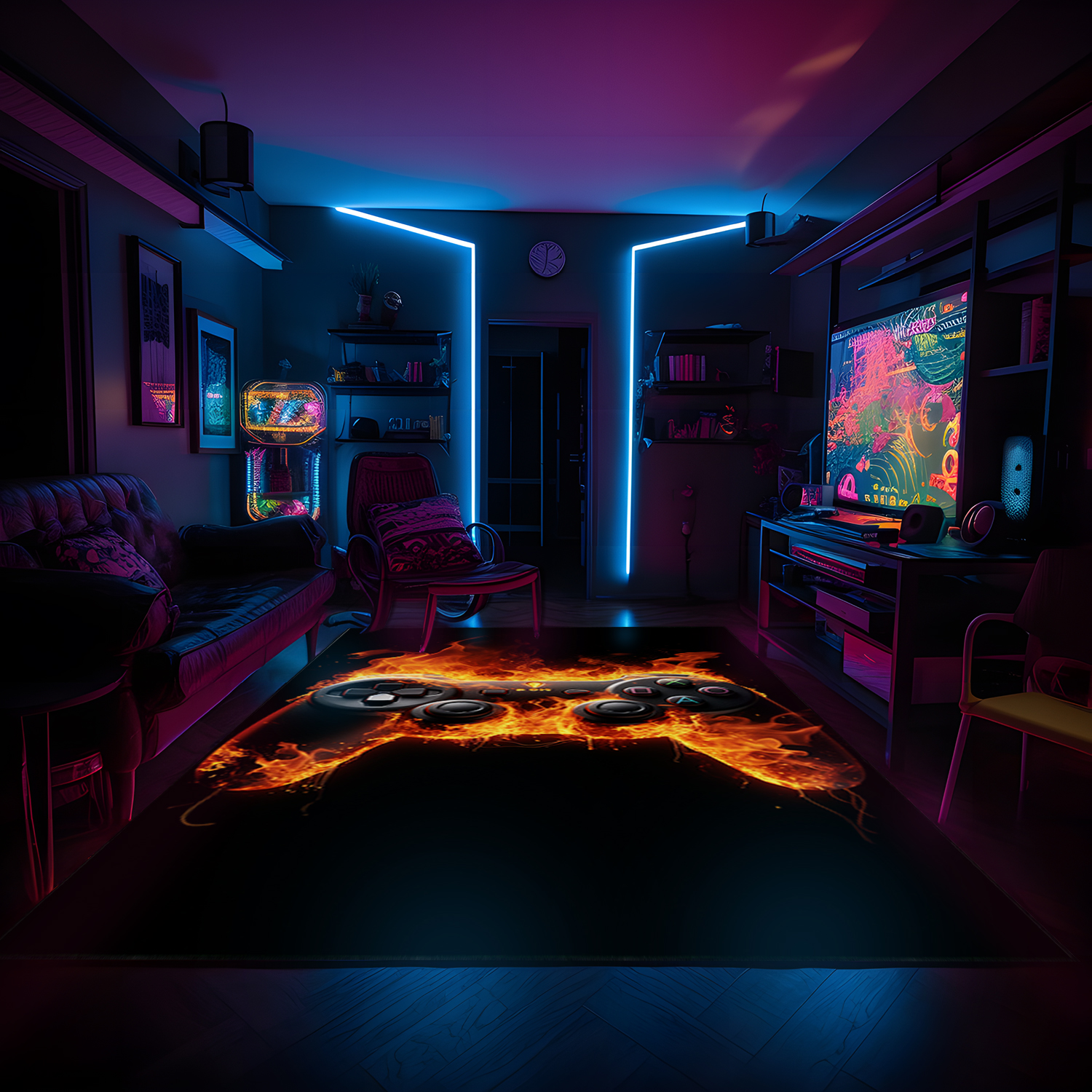 Personalized Video Game Rug for Boys' Room - Controller Design Carpet in Full Sizes - Perfect for Game Rooms or Home Decoration M02 - Image 3