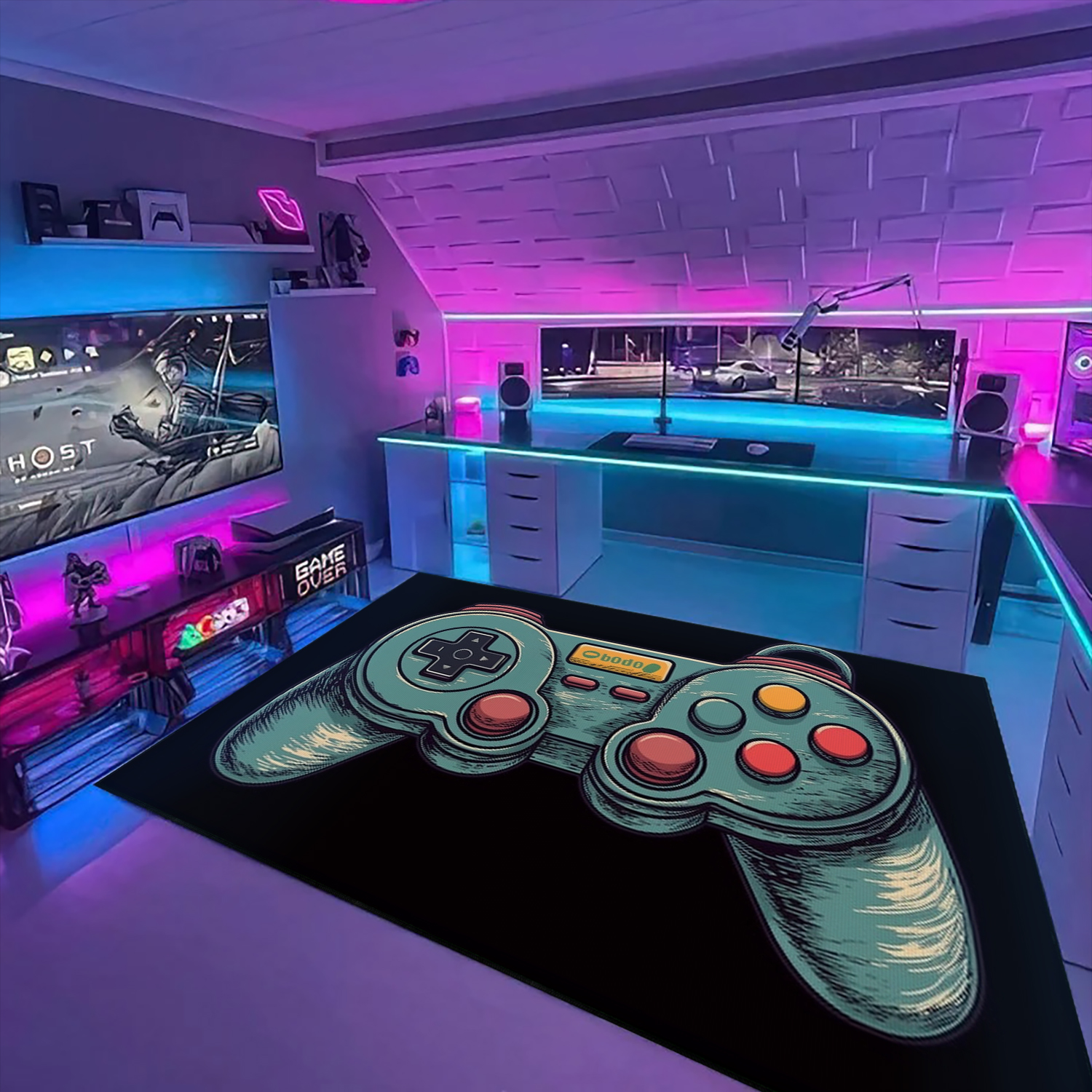 Personalized Video Game Rug for Living Room - Customizable Gaming Room Area Rugs - Upgrade Your Living Room Decor