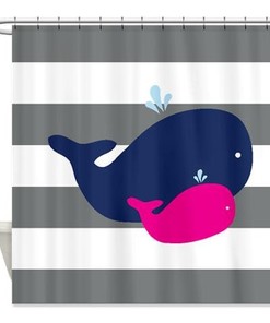 Personalized Whale Shower Curtain for Kids Bathroom Decor