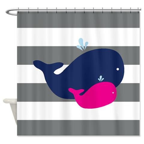 Personalized Whale Shower Curtain for Kids Bathroom Decor