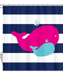 Personalized Whale Shower Curtain for Kids Bathroom Decor