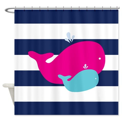 Personalized Whale Shower Curtain for Kids Bathroom Decor