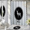 Personalized White Striped Whitetail Deer Shower Curtain with Name, Ideal for Kids and Boys Bathroom Decor