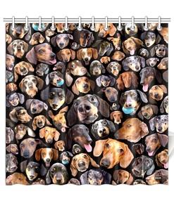 Personalized Wiener Dog Shower Curtain With Customizable Background