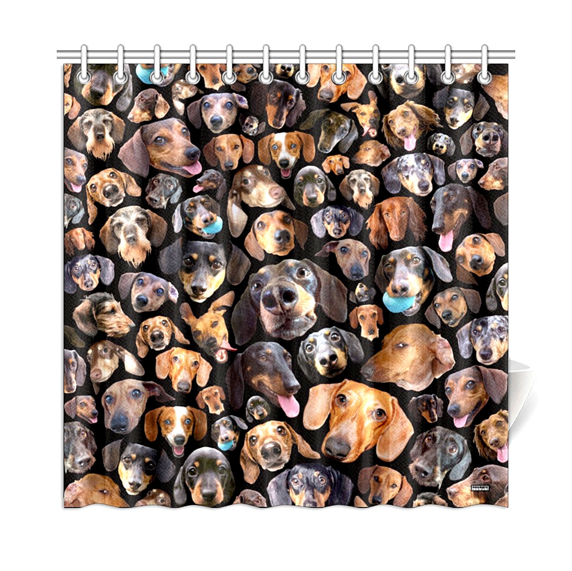 Personalized Wiener Dog Shower Curtain With Customizable Background