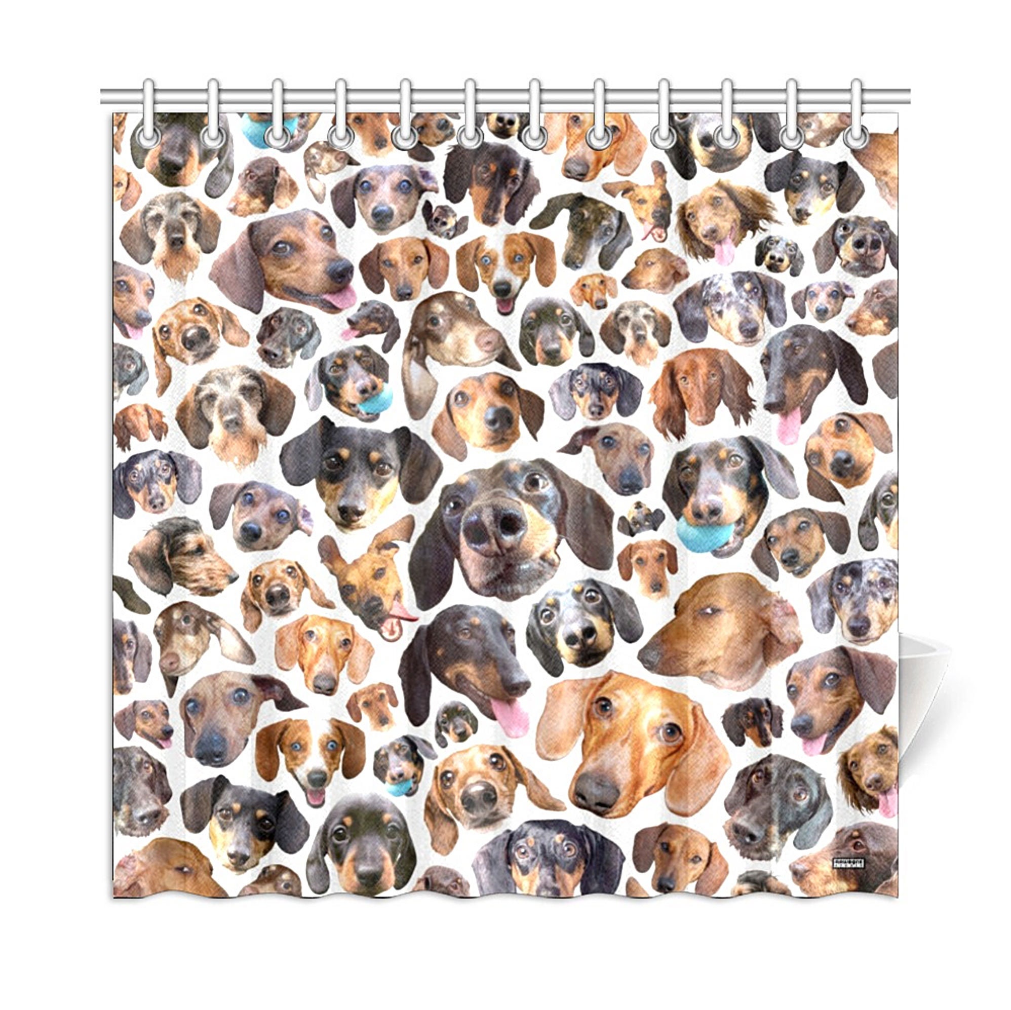 Personalized Wiener Dog Shower Curtain With Customizable Background - Image 2
