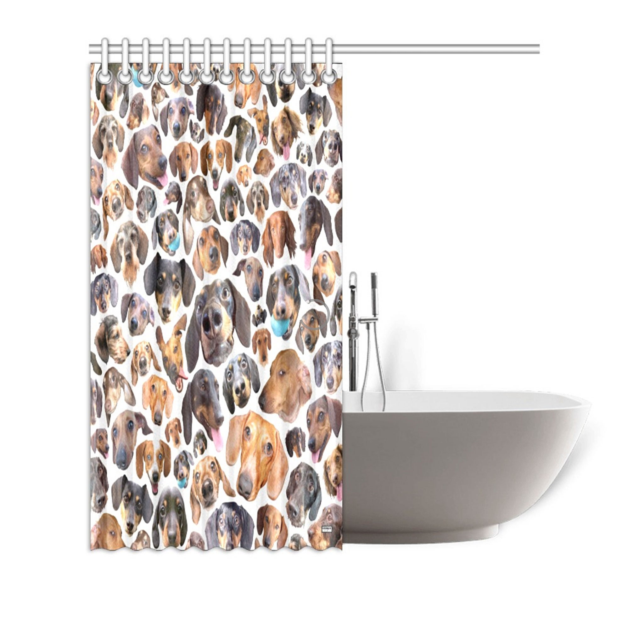 Personalized Wiener Dog Shower Curtain With Customizable Background - Image 3