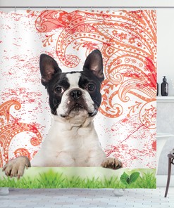 Pet Animal On Swirls Print Dog Lover Shower Curtain For A Splash Of Color