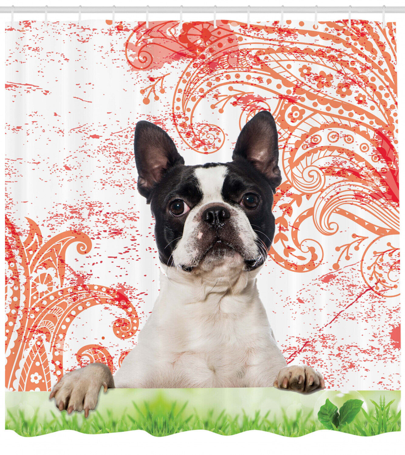 Pet Animal On Swirls Print Dog Lover Shower Curtain For A Splash Of Color - Image 2