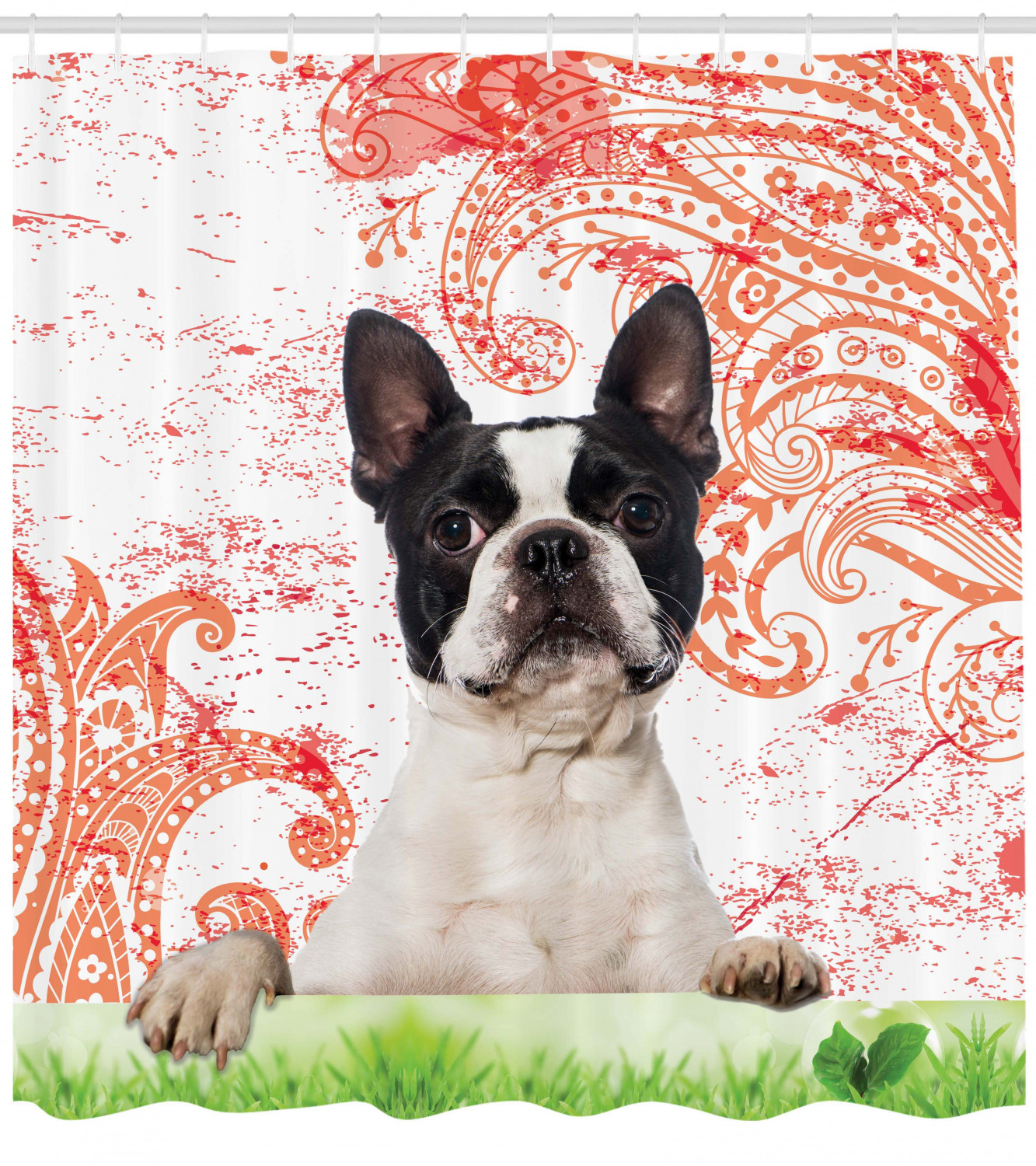 Pet Animal On Swirls Print Dog Lover Shower Curtain For A Splash Of Color - Image 4