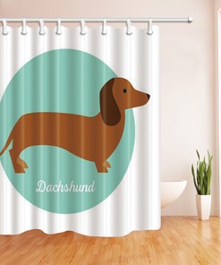 Pet Dachshund Dog Waterproof Fabric Shower Curtain for Animal Lovers