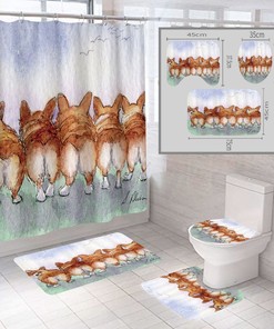 Pet Dog Corgi Waterproof Shower Curtain - Ideal For Dog Lovers!