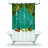 Petite Pine Cones And Berries Christmas Shower Curtain - Waterproof Fabric Bathroom Decor